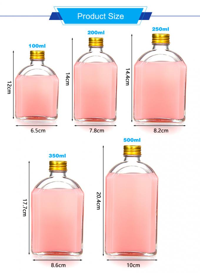 Airtight 8 Oz Glass Juice Bottles Flat Flask For Liquor Whisky Kombucha 1