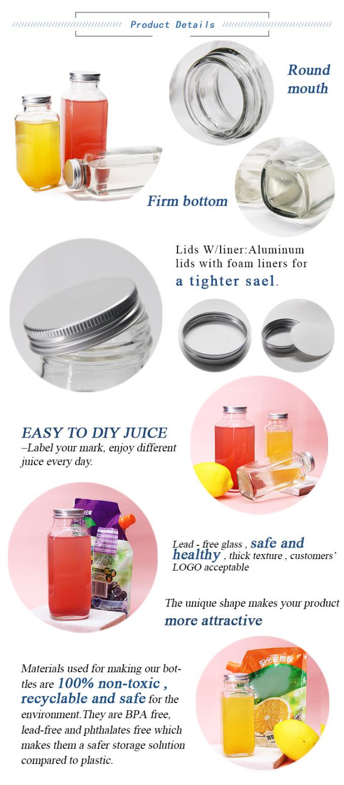 250ml 500ml Fancy Empty Glass Clear Juice Milk Bottle With Screw Cap 2