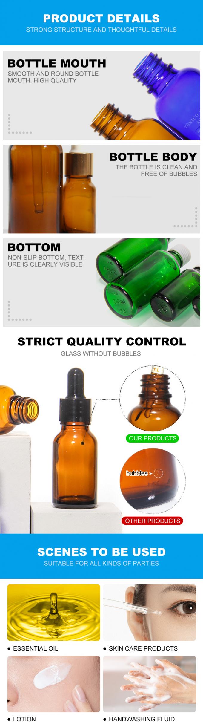 Customized Hot Stamping 2oz Glass Dropper Bottles With Plastic Lid 1