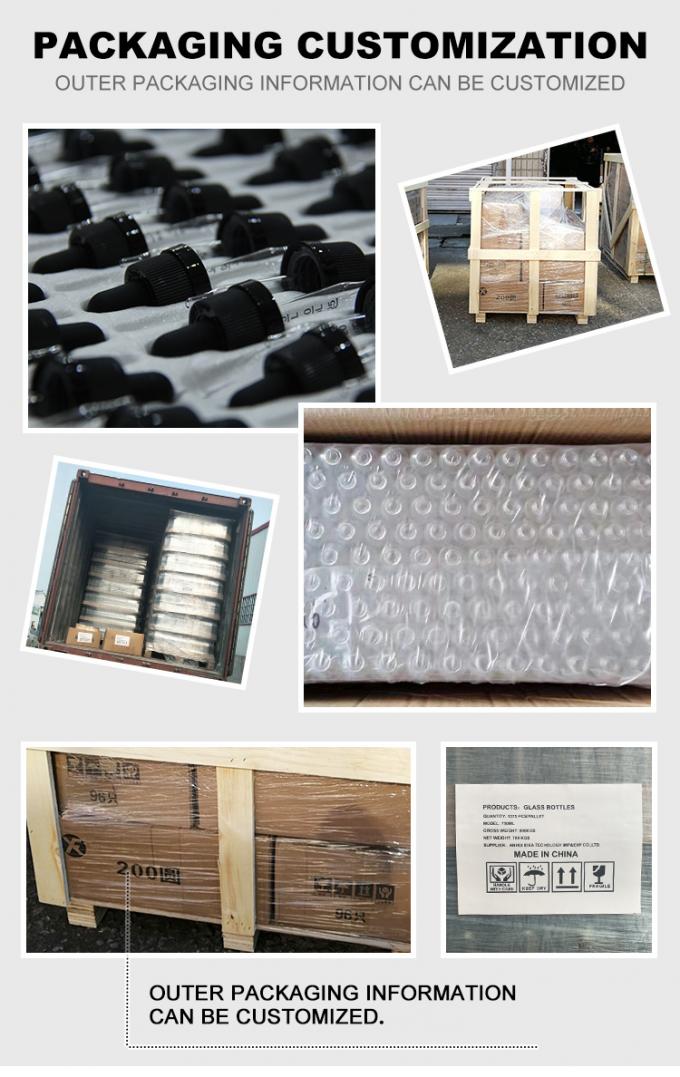Customized Hot Stamping 2oz Glass Dropper Bottles With Plastic Lid 2