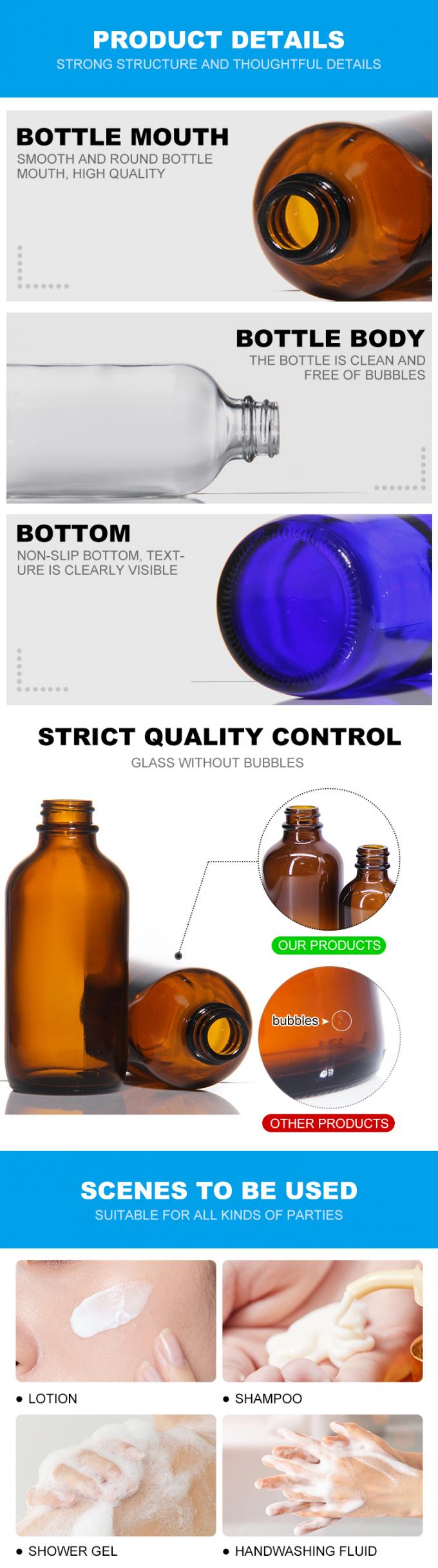 50ml 100ml Mini Amber Glass Lotion Bottles Soap Dispenser Bulk 1