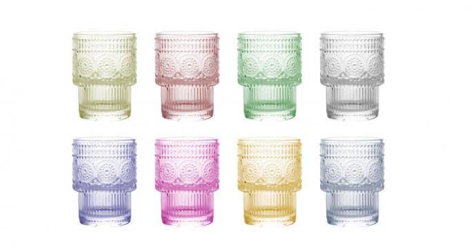 Retro Crystal Clear Coffee Drinking Glasses Cup Ripple Glassware Embossed 5