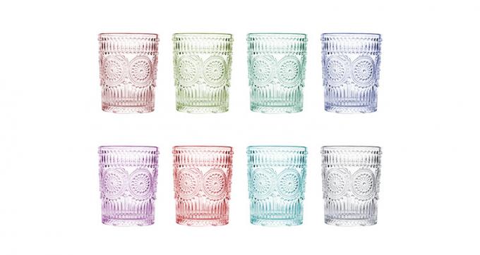 Frosted Crystal Drinking Glasses Embossed Sunflower For Coffee Water 6