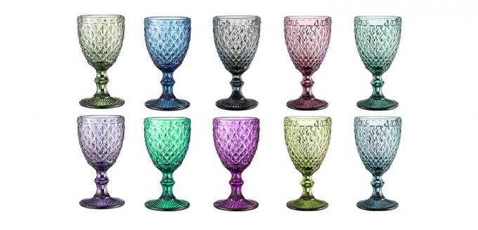 Embossed Red Wine Glass Goblets Glassware Grey ODM 2