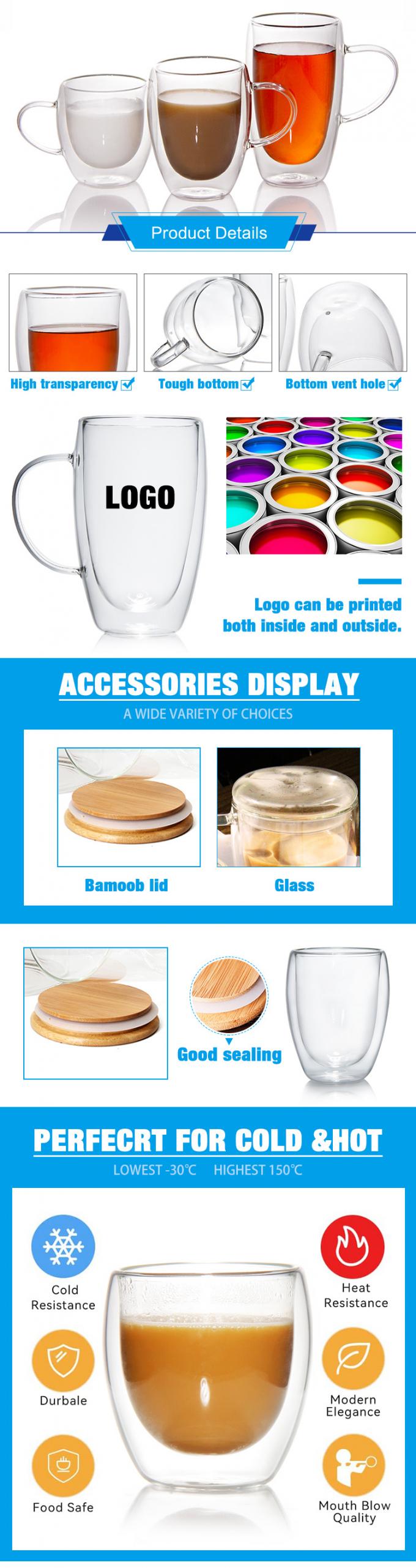 Espresso Latte Milk Glass Tea Coffee Mugs Cups Transparent Drinkware 600ml 650ml 0