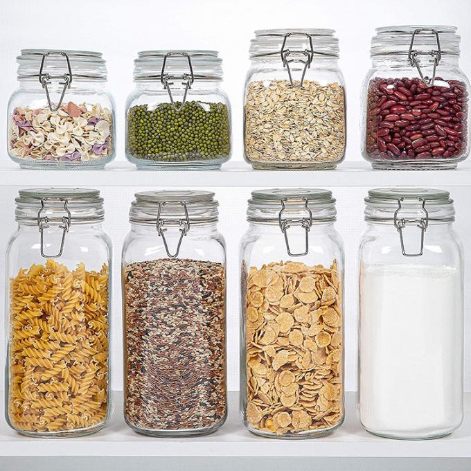 Customized Large Capacity Sealed  Jar Clear Empty Glass Jar With Clip Lid 100ml 200ml 1