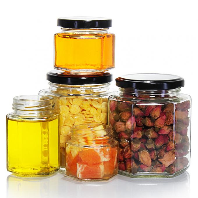 Hexagonal Pickle Glass Pasta Jars Square Food Glass Storage Jars 16Oz 1