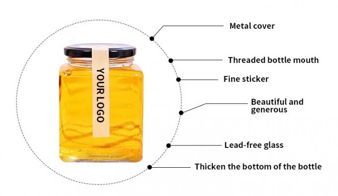 Empty Hexagon Storage Jar Glass kitchen Container with Metal Lids 1
