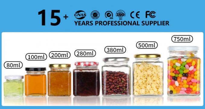 Empty Freezing Glass Jars Pantry Containers 50ml Clear Square 0