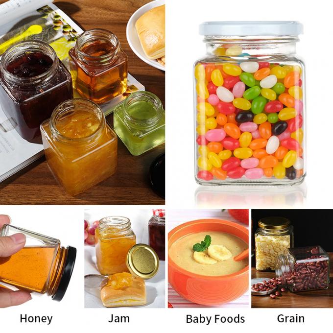 Empty Freezing Glass Jars Pantry Containers 50ml Clear Square 2