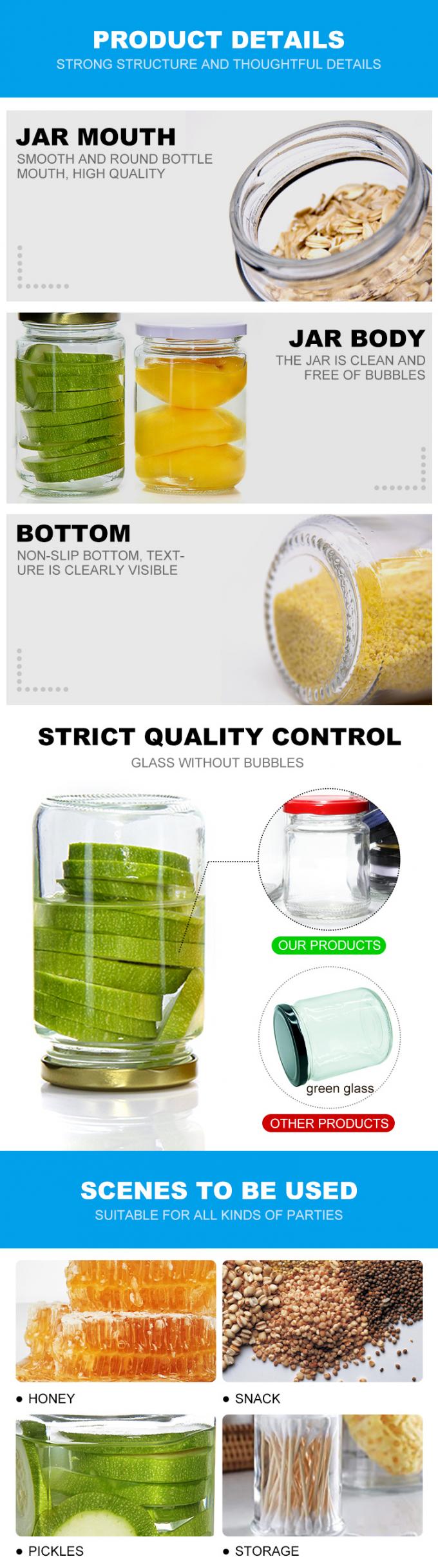 High Quality Customized Glass Jar Food Grade Storage Jar With Aluminum Lid 2