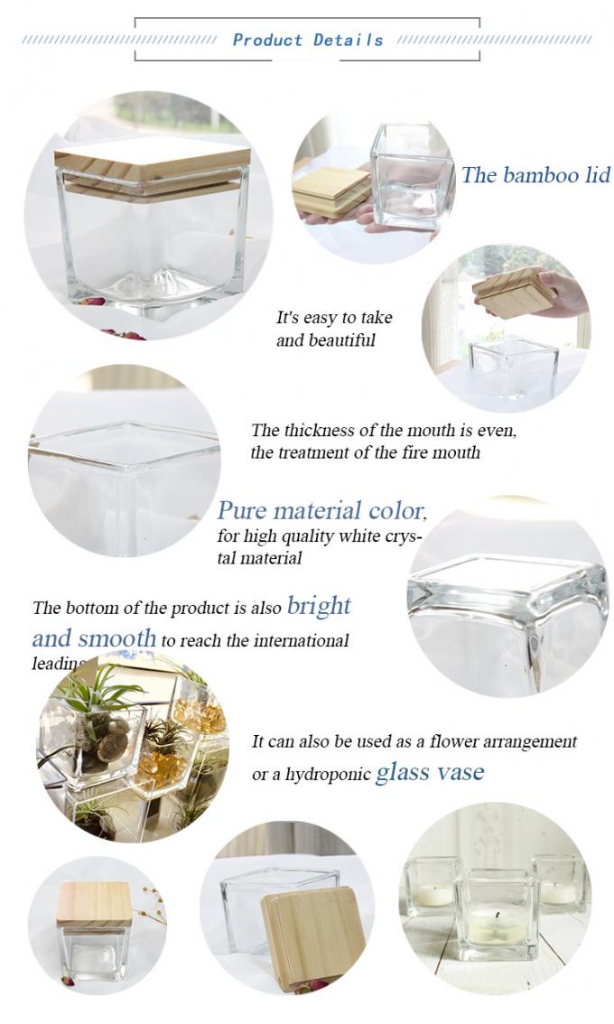 Embossed Clear Glass Candle Jars Rectangle 4oz 6oz 8oz 10oz 12oz 2
