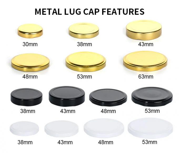 Factory Price Bottle Seal 38mm Neck Glass Honey Containers Sealed Metal Tinplate Lug Caps