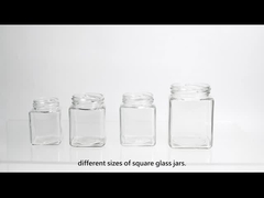Rectangular 4 Oz 3 Oz Spice Jars Freezer Safe Glass Containers With Metal Lid