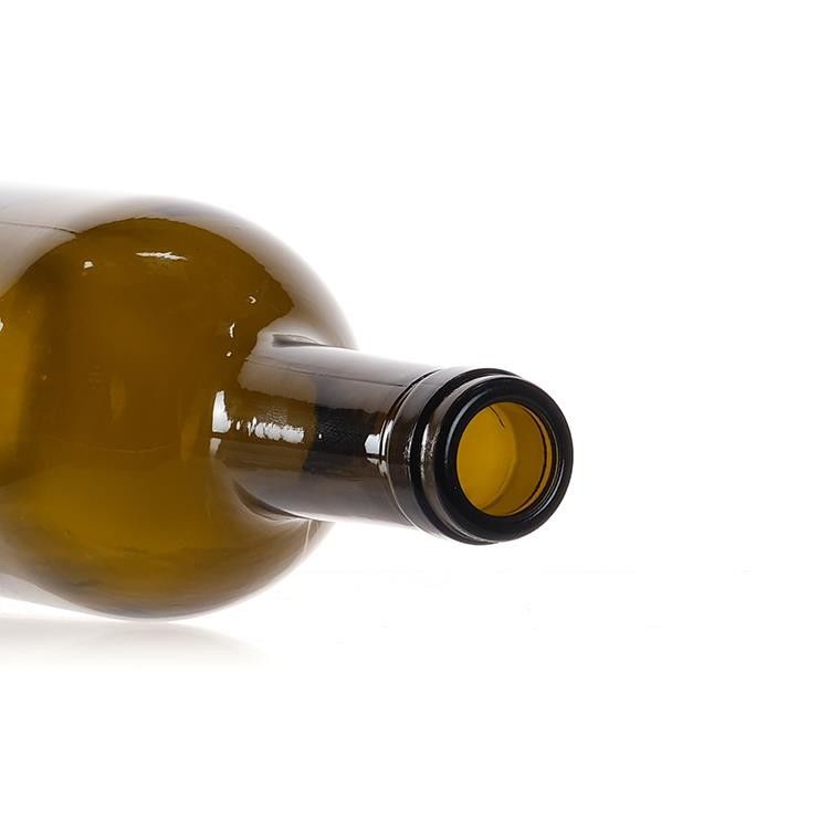 750ml Bordeaux Glass Wine Bottle Round With Flat Bottomed Cork