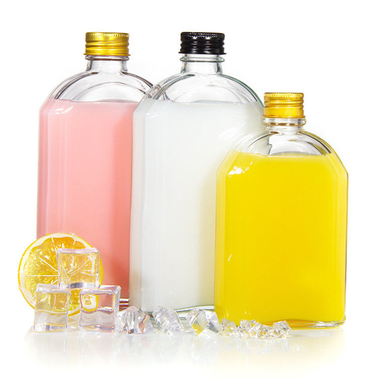 Airtight 8 Oz Glass Juice Bottles Flat Flask For Liquor Whisky Kombucha