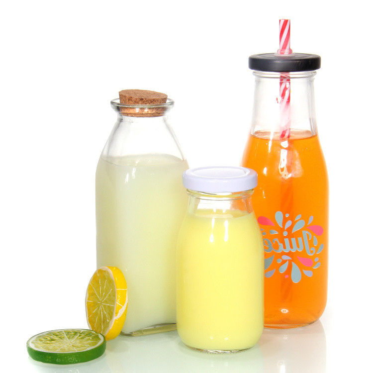 OEM 250ml 500ml 1000ml 2 Litre Glass Milk Bottles Jug Food Grade Round Shape