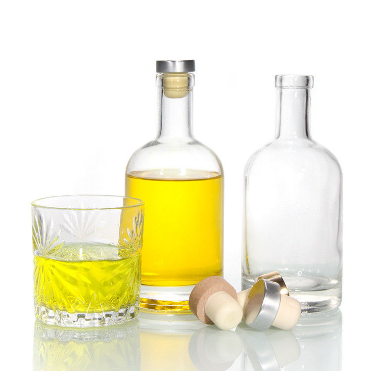 Cheep Price750ml Flint Glass  Liquor Bottles Custom Printed For Cocktail whiskey rum