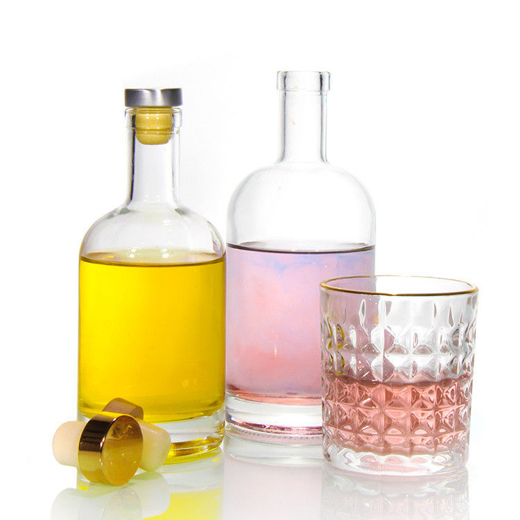 Spot Cheep Price High White Material 750ml Glass Liquor Bottle For Rum Whiskey
