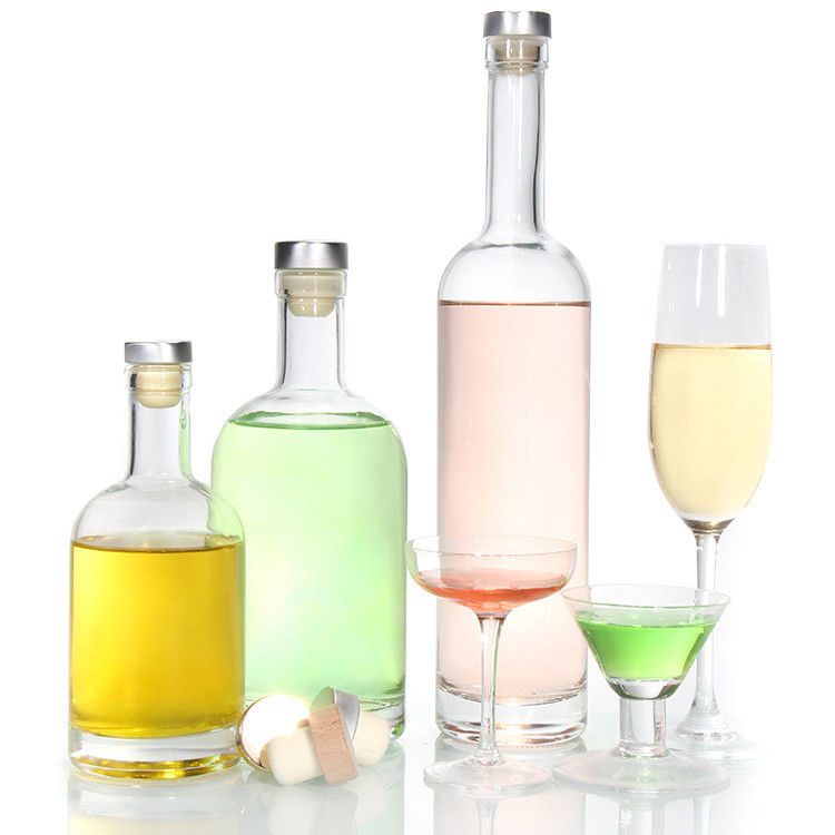 Spot Cheep Price High White Material 750ml Glass Liquor Bottle For Rum Whiskey