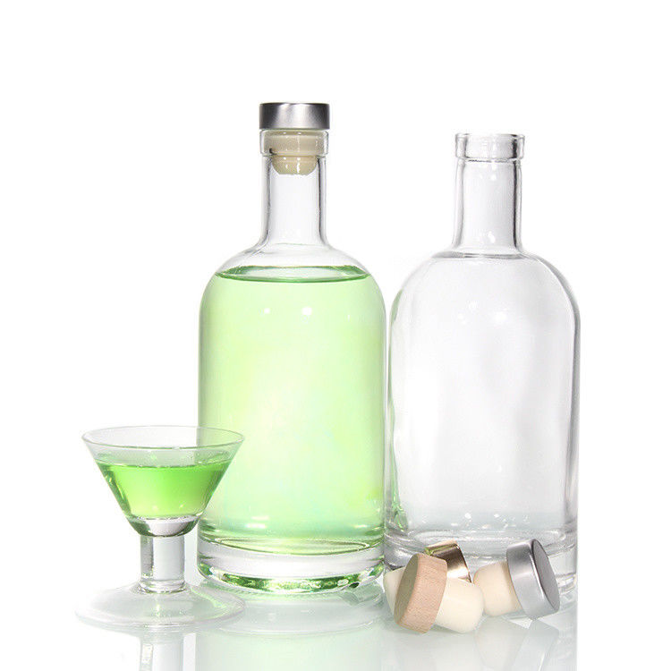 Spot Cheep Price High White Material 750ml Glass Liquor Bottle For Rum Whiskey