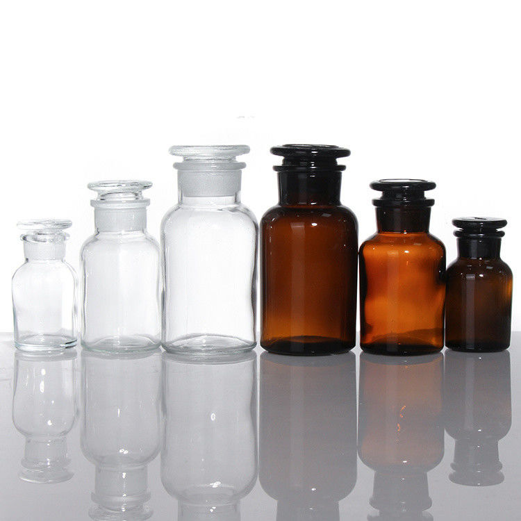 Wide Mouth Amber Glass Medicine Bottles Bulk For Pill Chemical Reagent 250ml 500ml