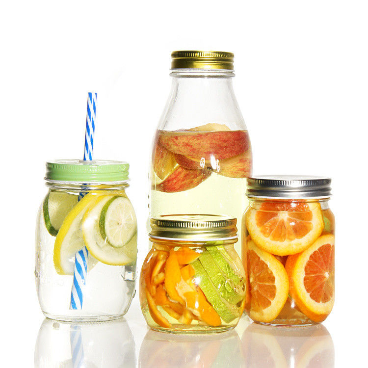 Round Mason Glass Jar Tea Jar 12oz 16oz 500ml Glass Container With Gold Lids
