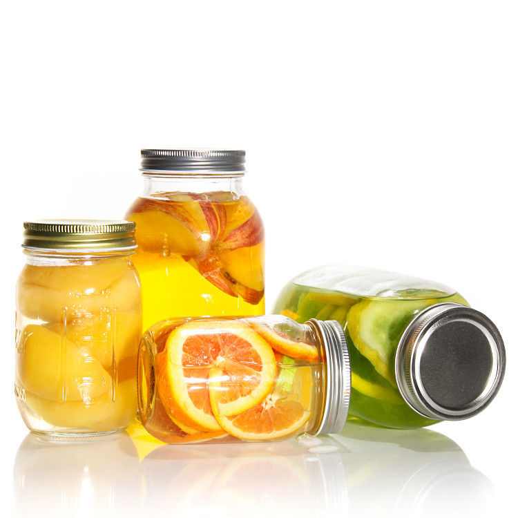 Round Mason Glass Jar Tea Jar 12oz 16oz 500ml Glass Container With Gold Lids