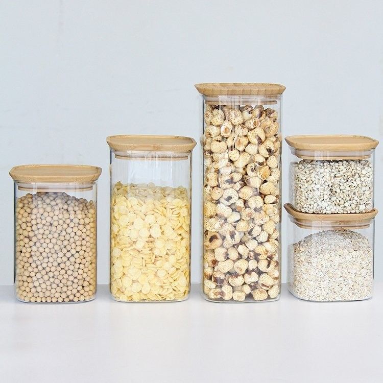 High Borosilicate Glass Jars 300ml Kitchen Canisters With Pantry Cork Lid