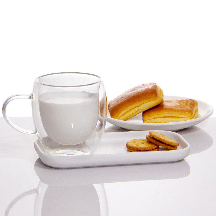 12oz 16oz Double Walled Latte Cups Borosilicate Glass Tea Cup For BBQ
