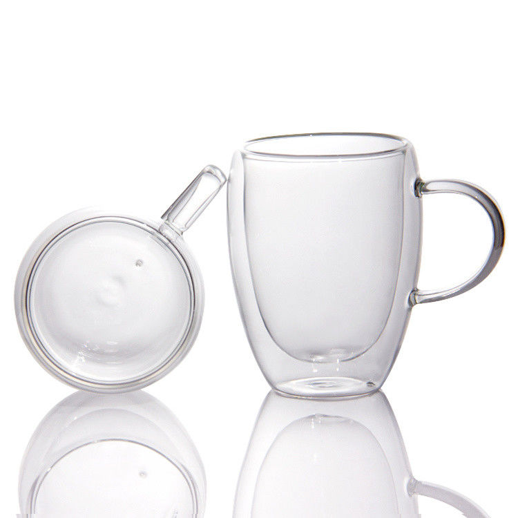 12oz 16oz Double Walled Latte Cups Borosilicate Glass Tea Cup For BBQ