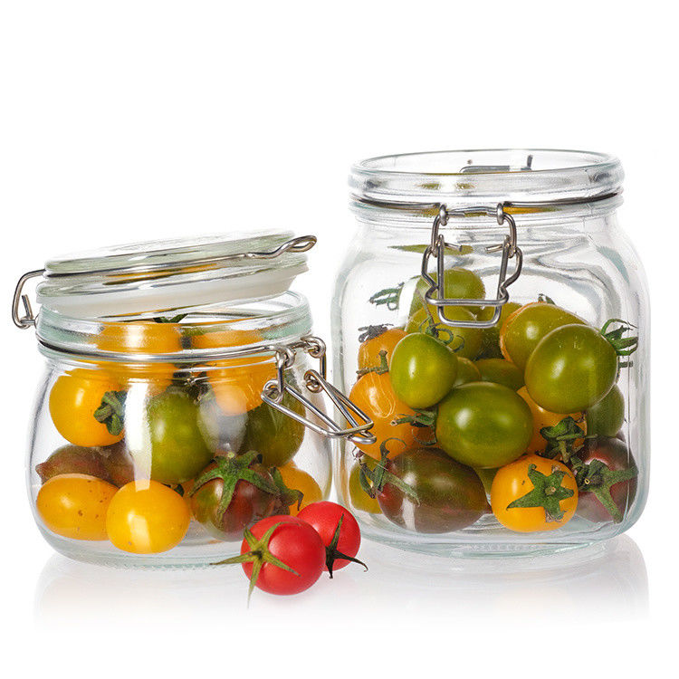 Food Factory Use 1Oz 4Oz 8Oz Round Shaped Clear Empty Storage Container Glass Food Jars With Clip Lid