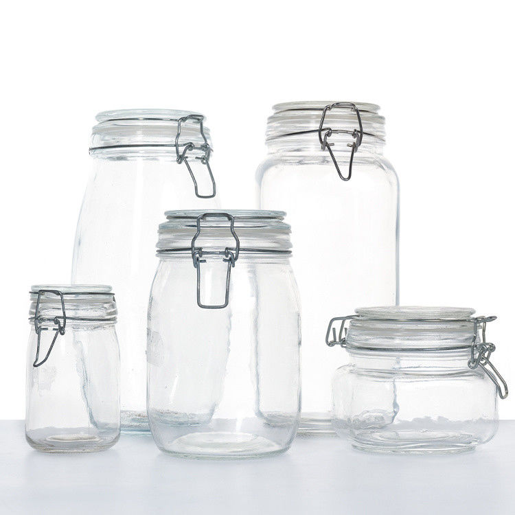 Food Factory Use 1Oz 4Oz 8Oz Round Shaped Clear Empty Storage Container Glass Food Jars With Clip Lid