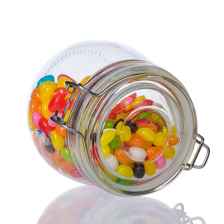 Food Factory Use 1Oz 4Oz 8Oz Round Shaped Clear Empty Storage Container Glass Food Jars With Clip Lid