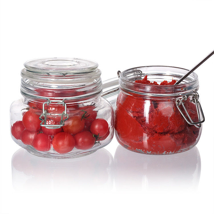 Customized Large Capacity Sealed  Jar Clear Empty Glass Jar With Clip Lid 100ml 200ml