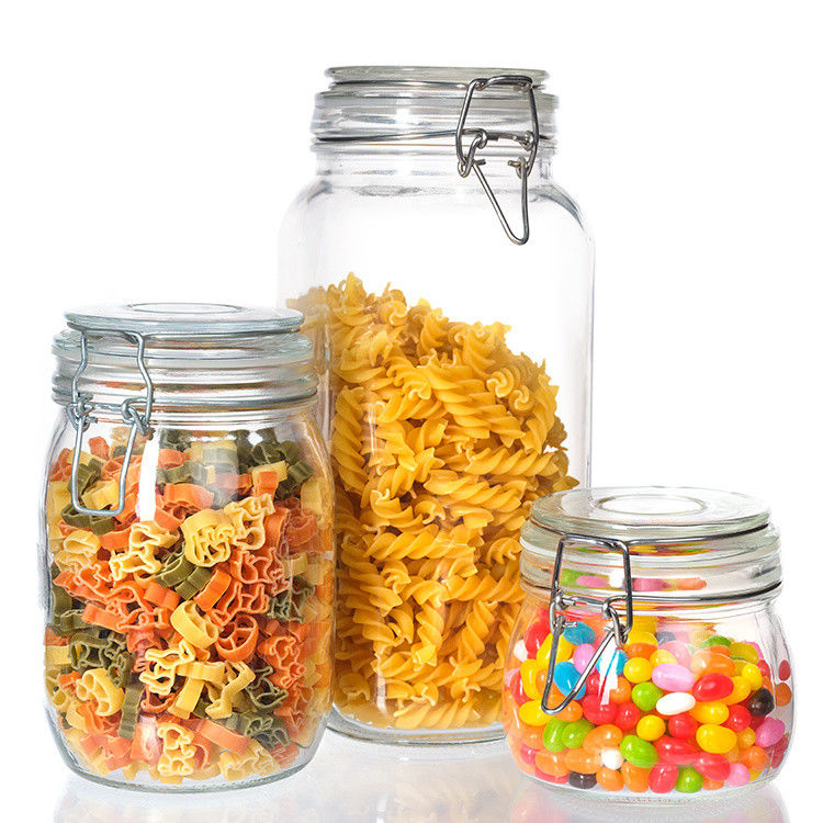 Customized Large Capacity Sealed  Jar Clear Empty Glass Jar With Clip Lid 100ml 200ml