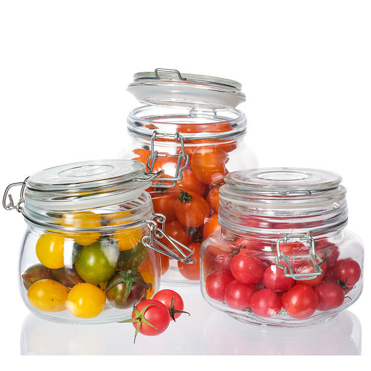 Customized Large Capacity Sealed  Jar Clear Empty Glass Jar With Clip Lid 100ml 200ml