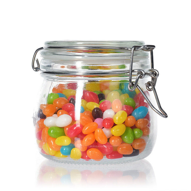 Customized Large Capacity Sealed  Jar Clear Empty Glass Jar With Clip Lid 100ml 200ml