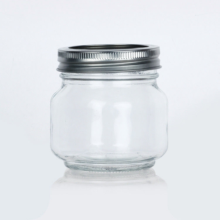 High Quality Clear Food Packaging Storage Round Glass Mason Jar With Aluminum Lid