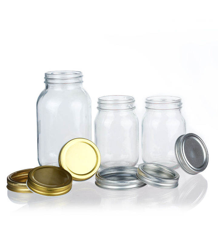 High Quality Clear Food Packaging Storage Round Glass Mason Jar With Aluminum Lid