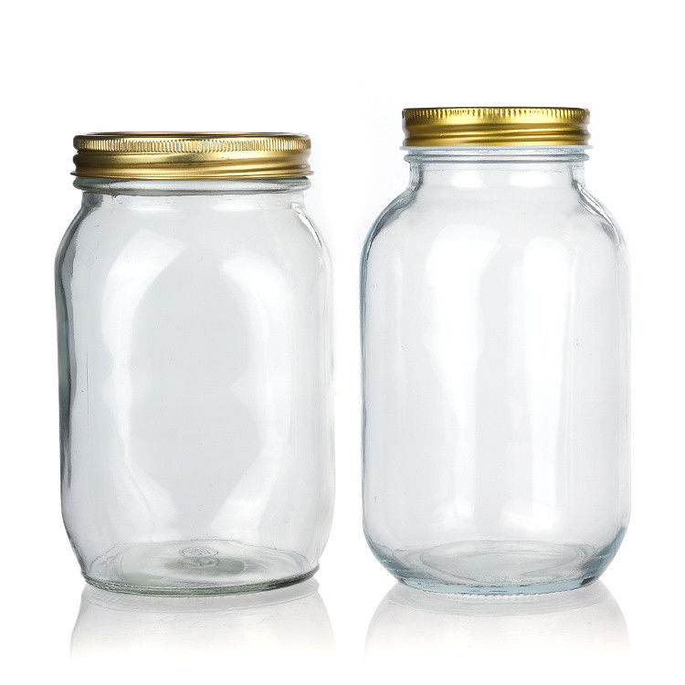 Custom Luxury 16oz Round Clear Glass Jar With Lid Storage Glass Mason Jar