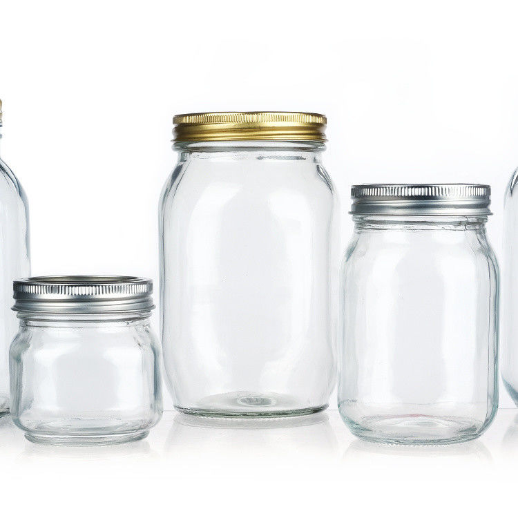 Custom Luxury 16oz Round Clear Glass Jar With Lid Storage Glass Mason Jar