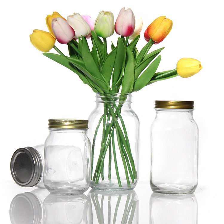 Custom Design 8 Oz 16 Oz Food Storage Container Glass Mason Jar with Lids