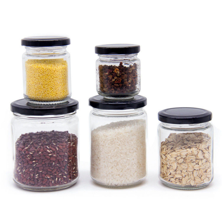 Bulk Round Transparent Glass Canisters Jar Glass Snack Containers For Honey Jam 32oz