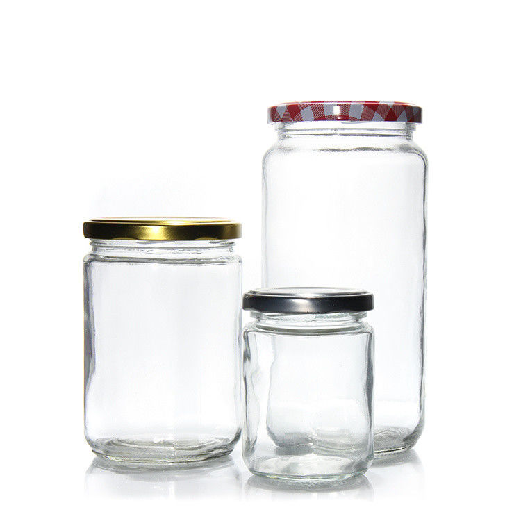 Food Grade Round Transparent 25ml To 1000ml Jam Honey Jelly Glass Storage Jar With Metal Airtight Lid