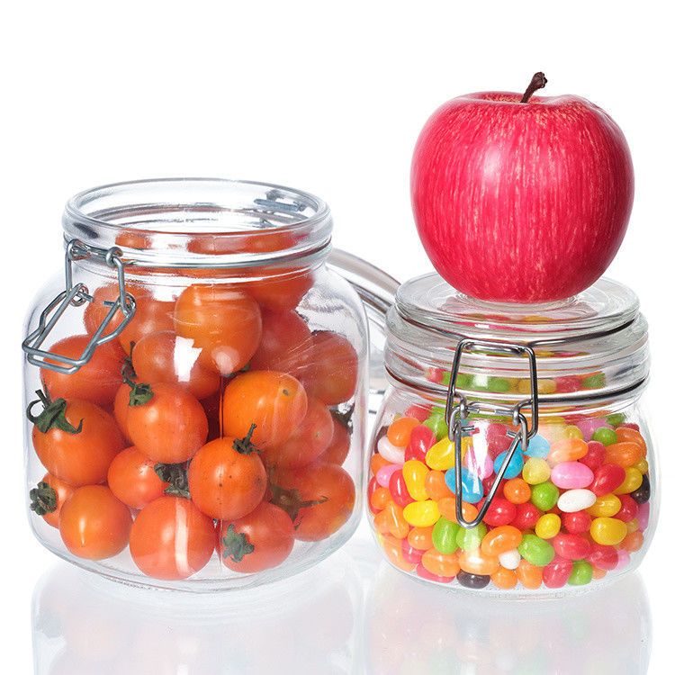 12oz 17oz Clear Glass Storage Jars Candy Round Glass Containers In Bulk With Gold Metal Lids