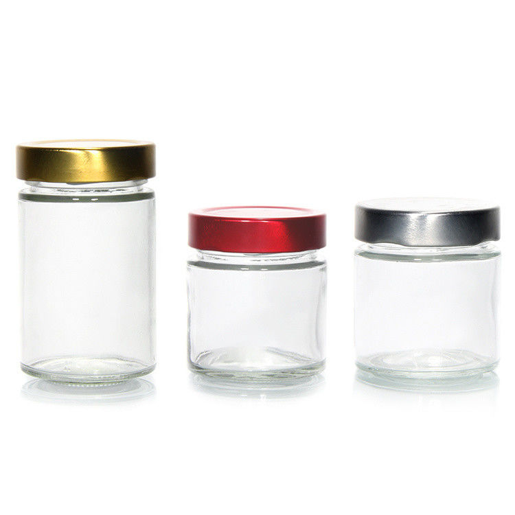 Clear Round 4oz 8oz 16oz 12oz 20oz Glass Jar Glass Food Container With Deep Metal Lid