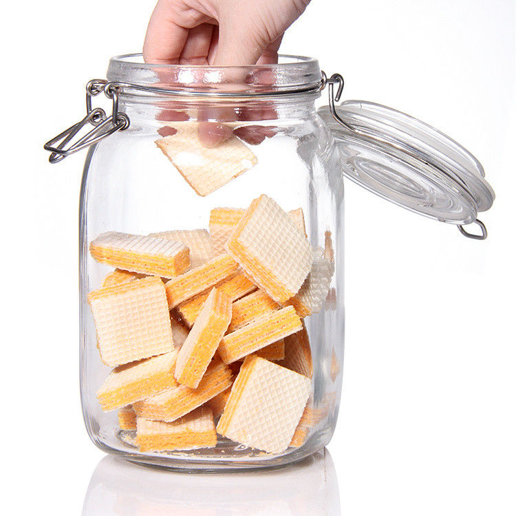 High Quality Empty Food Glass Jar With Clamp Lids For Candy Sugar Cookie Snack