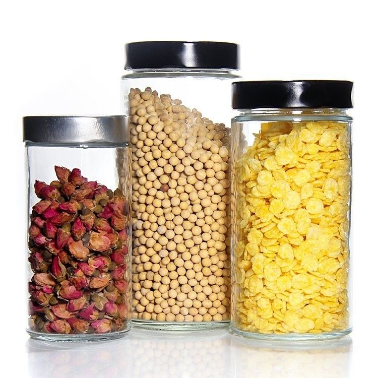 Private Label 380Ml 500Ml 750Ml 1L Cylinder Shape Honey Jar Glass Jar With Tinplate Lid