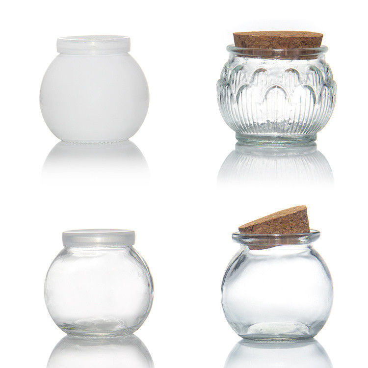 Small Clear Glass Dessert Glass Container Jars With Cork Lid 7oz 200ml